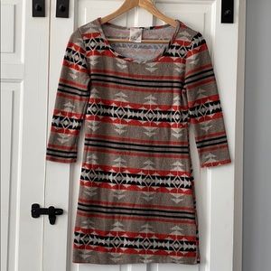 Aztec-print sweater dress